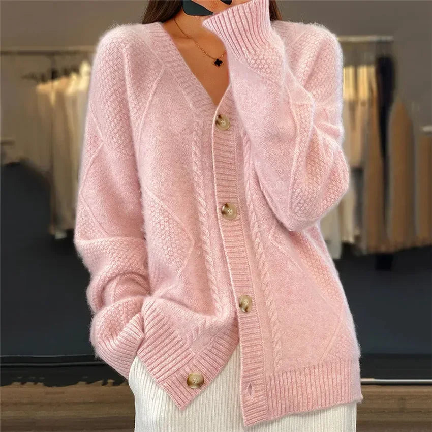 Women's Versatile Warm Soft Button Long Sleeves Cardigan
