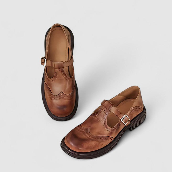Outdoor Non-slip Leather T-Strap Women’s Shoes