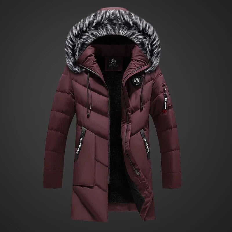 Men's Winter Warm Thermal Insulation Weatherproof Coat with Adjustable Hood
