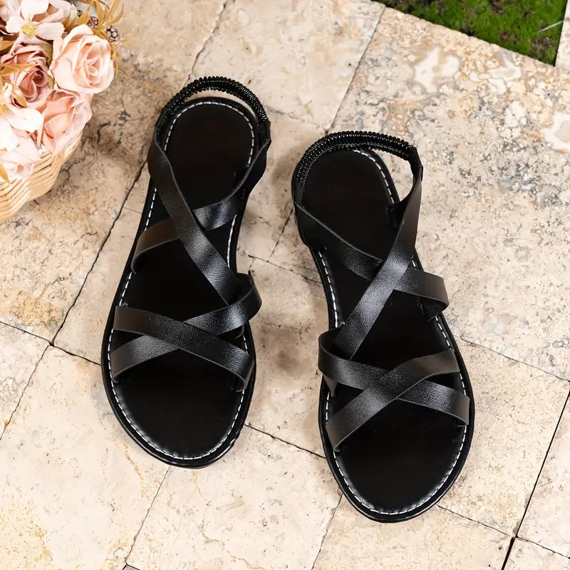 Women's Timeless Fashion Criss-Cross Flat Sandals in Roman-style