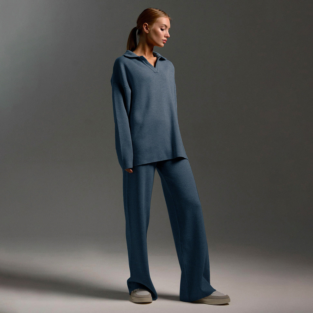 Women's Fashion Modern Elegance Knitted Two-pieces Tracksuit