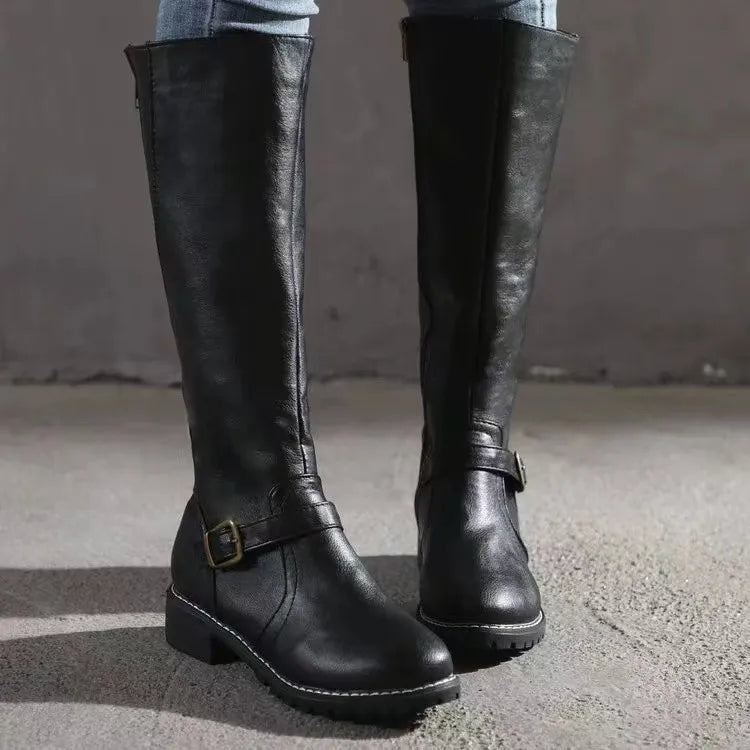 Women’s Buckle Modern Chic Leather Boots for All Season