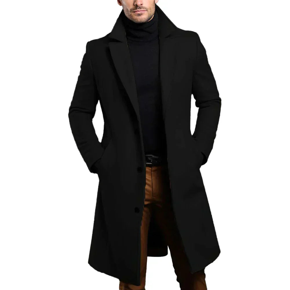 Men's Modern Formal Sleek Slim-Fit Long Winter Coat