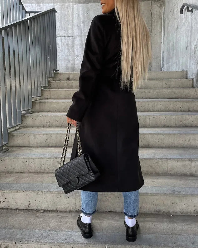 Women’s Longline Trench Coat Classic Warm Winter Layer