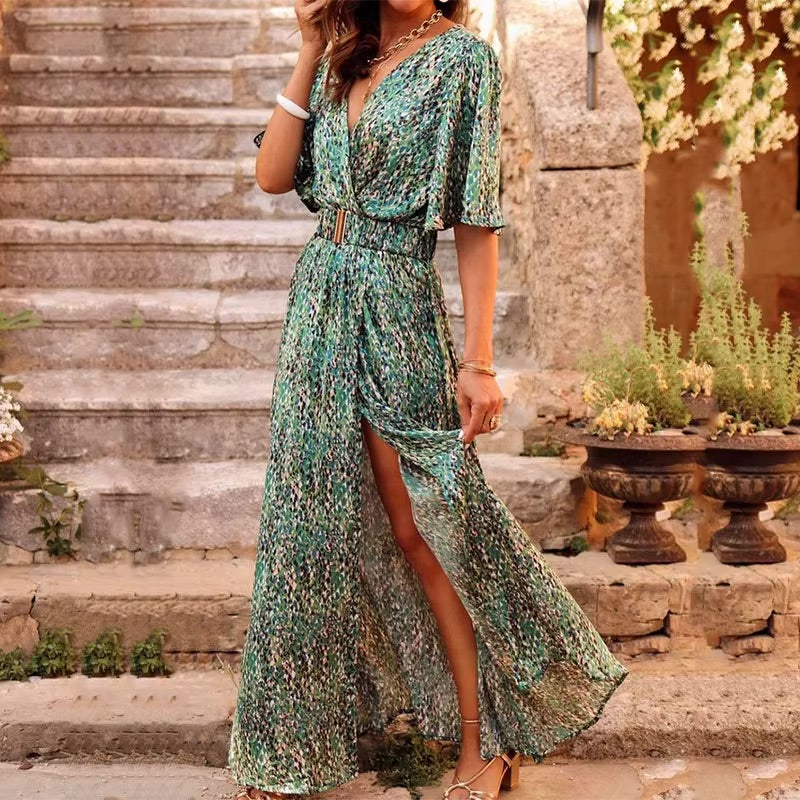 Exquisite Fashion-forward Bohemian Long Maxi Summer Dress - Ideal Choice for Beach Days or Casual Outings