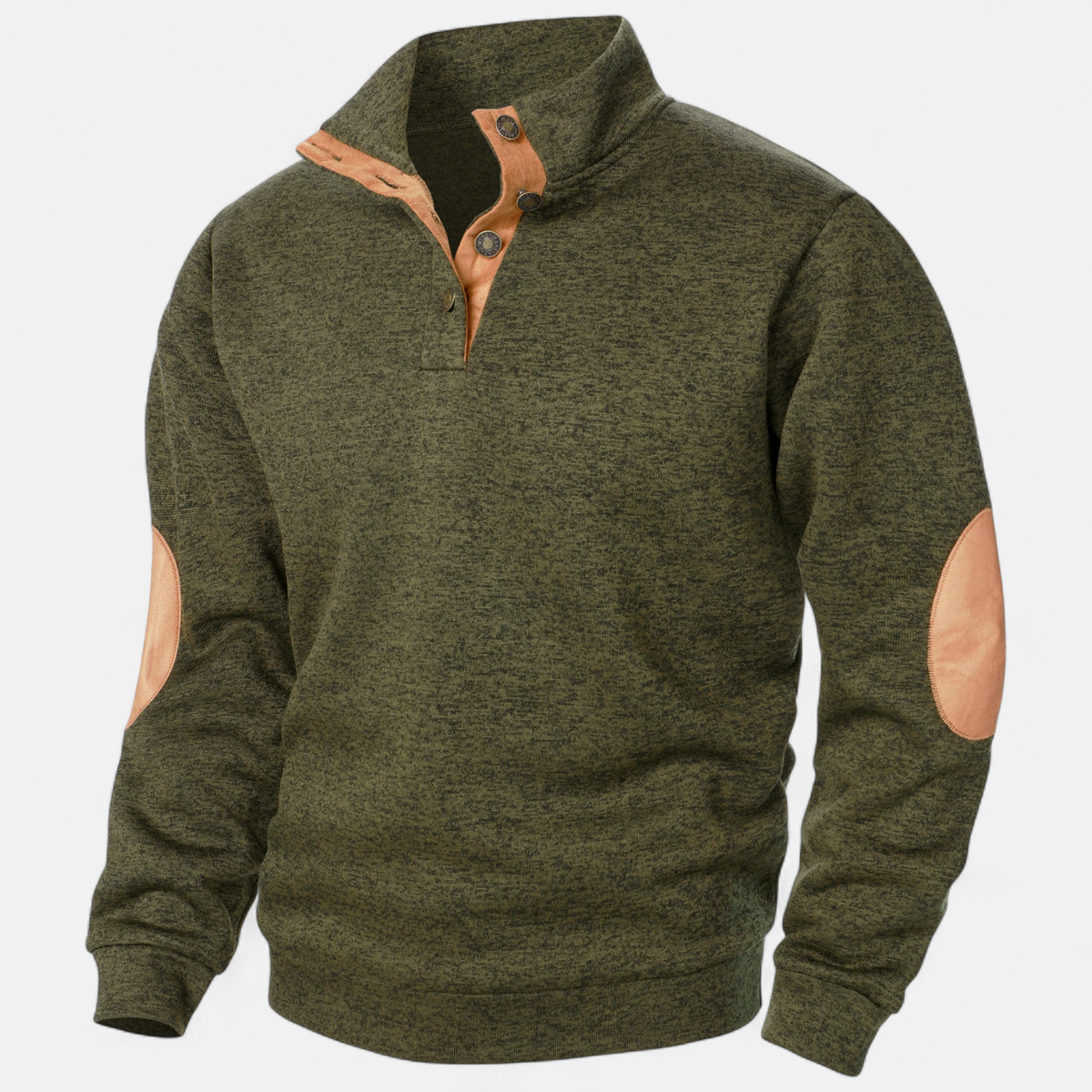 Men’s Knitted Warm Button Jumper with Stand-Up Collar