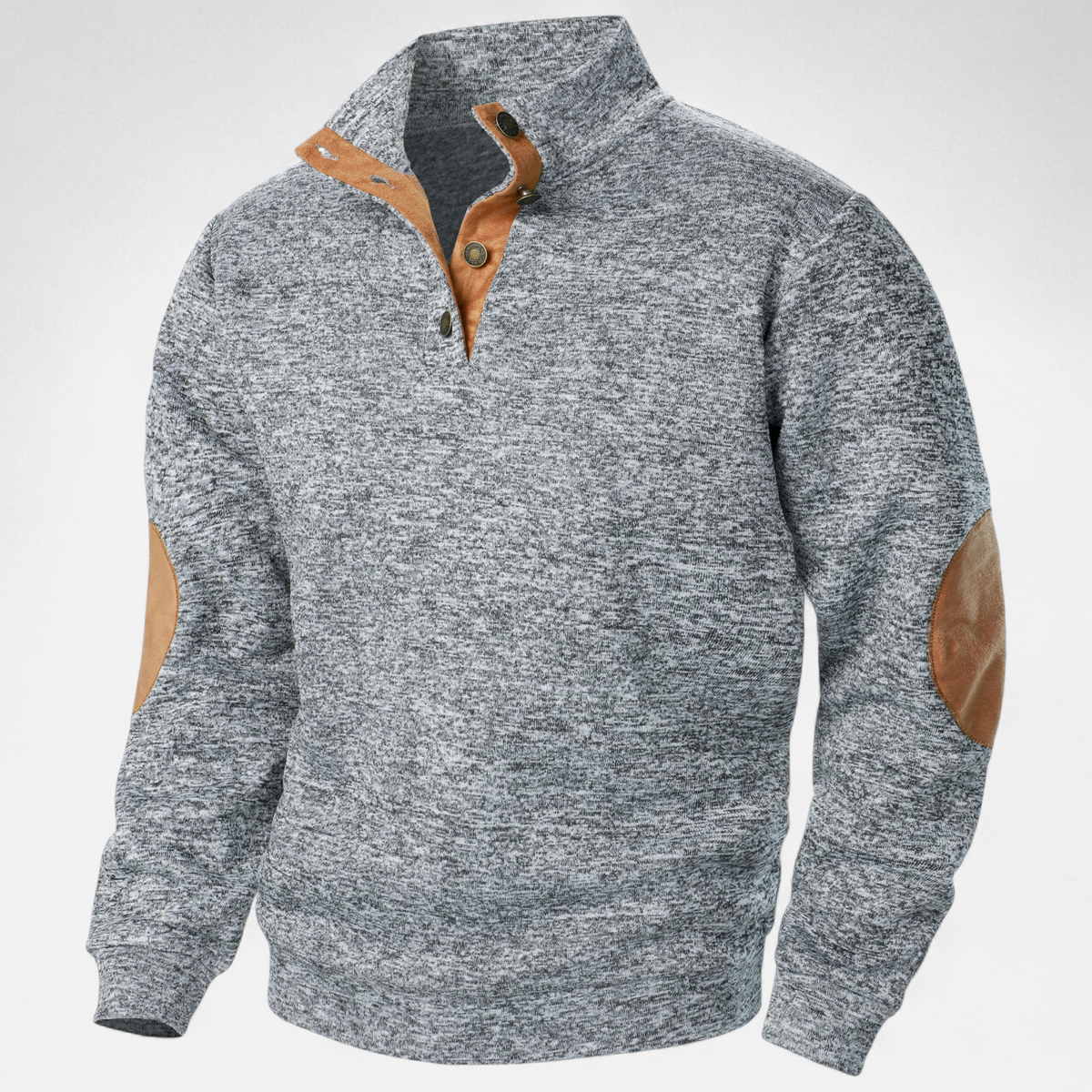 Men’s Knitted Warm Button Jumper with Stand-Up Collar