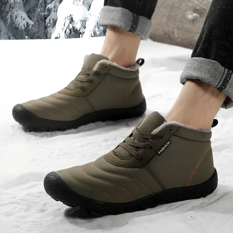 Men's Adventure Winter Hiking Boots with Plush Fur Lining and Anti-Slip Sole