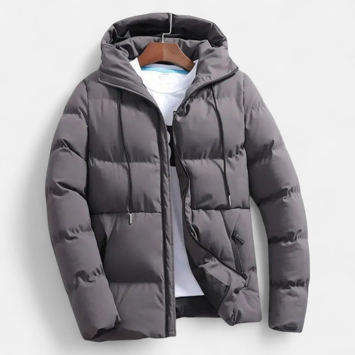 Timeless Men's Winter Hooded Layer Puffer Jacket for Cold Weather