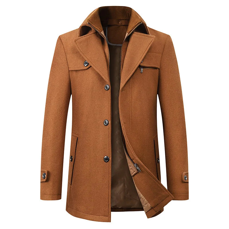 Men’s Classic Long Practical Winter Button Overcoat