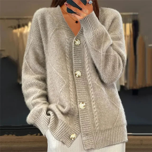 Women's Versatile Warm Soft Button Long Sleeves Cardigan