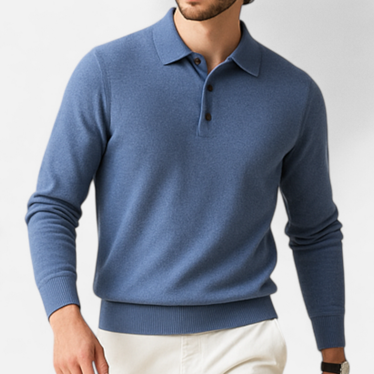 Smart-Casual Warm Merino Polo Sweater for Men