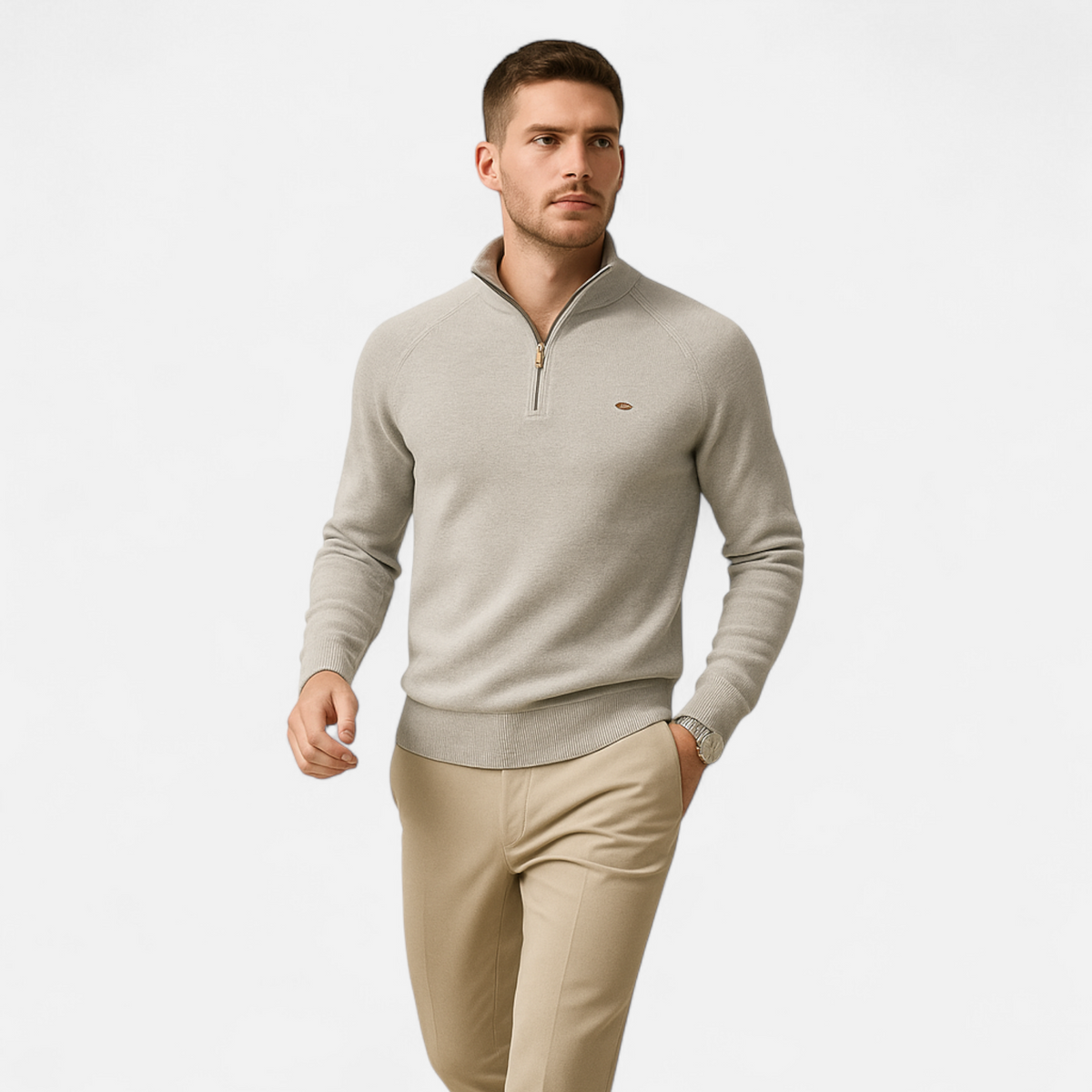 Men’s Timeless Knitted Layered Half-Zip Sweater for Cooler Months