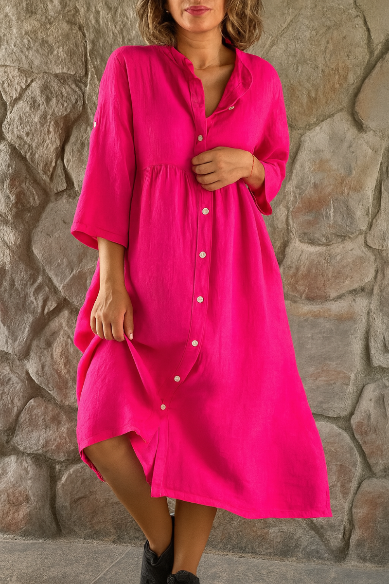Versatile Relaxed Cotton Linen Shirt Dress for Women