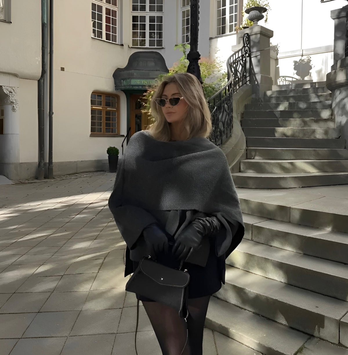 Women's Fashion Asymmetrical Wrap Insulated Poncho – Ideal for Winter Warmth