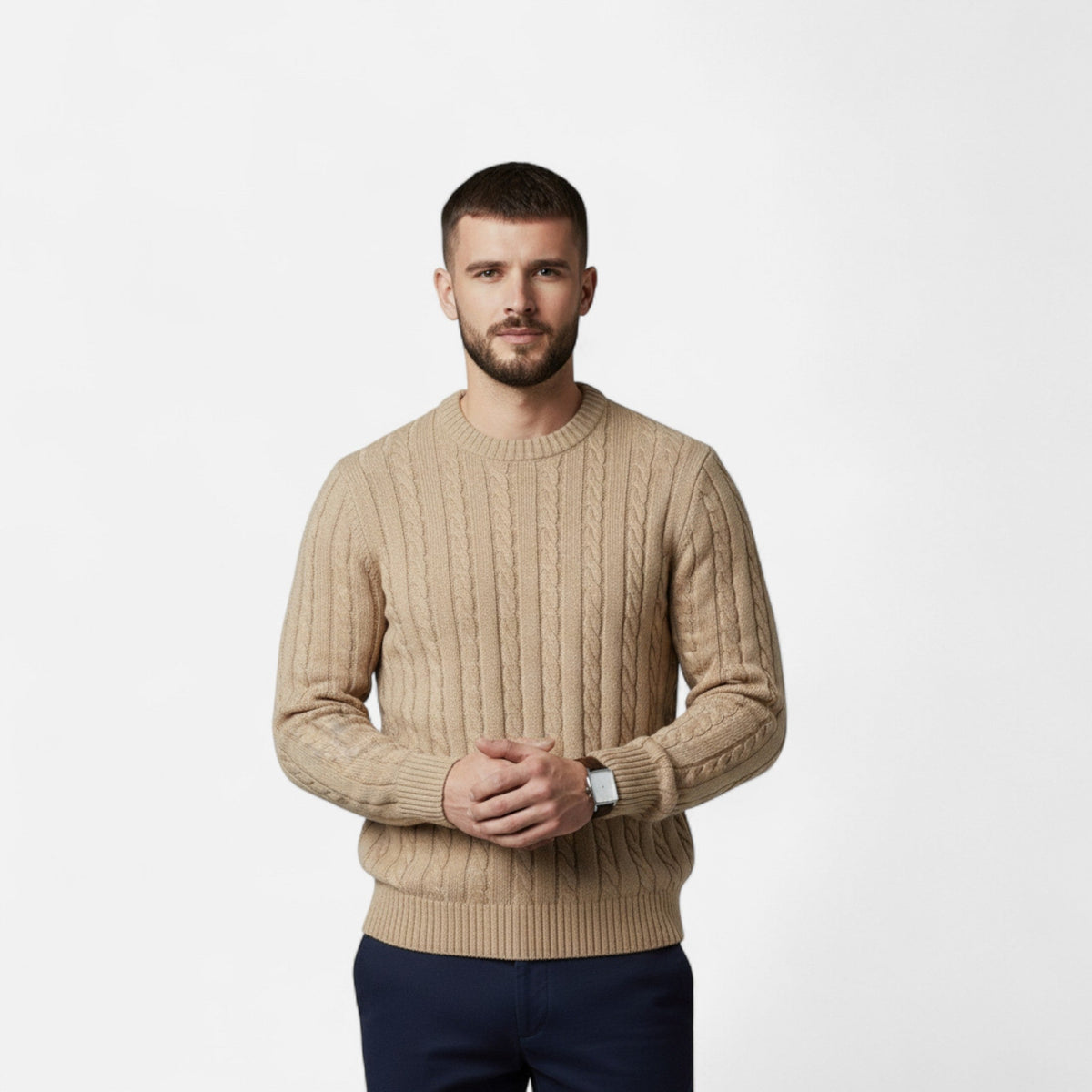 Timeless Men’s Winter Blend Sweater with Round Neckline