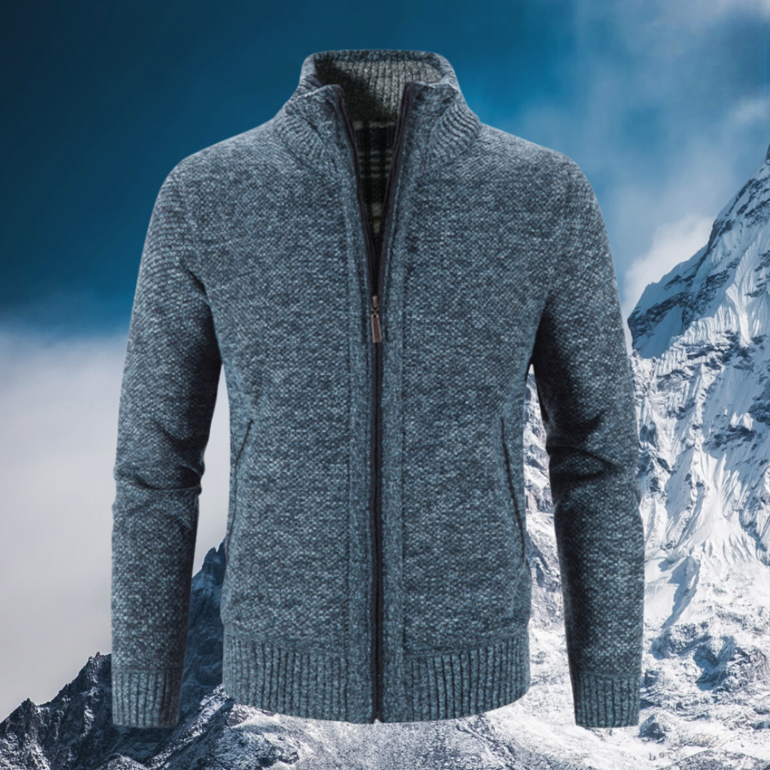 Men's Refined Winter Insulated Zipper Cardigan - Ideal for Layering