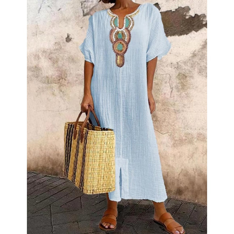 Women’s Ethnic Embroidery Relaxed Maxi  Summer Dresses
