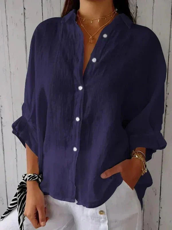 Women's Versatile Summer Relaxed Button Shirt  with Adjustable Cuffs