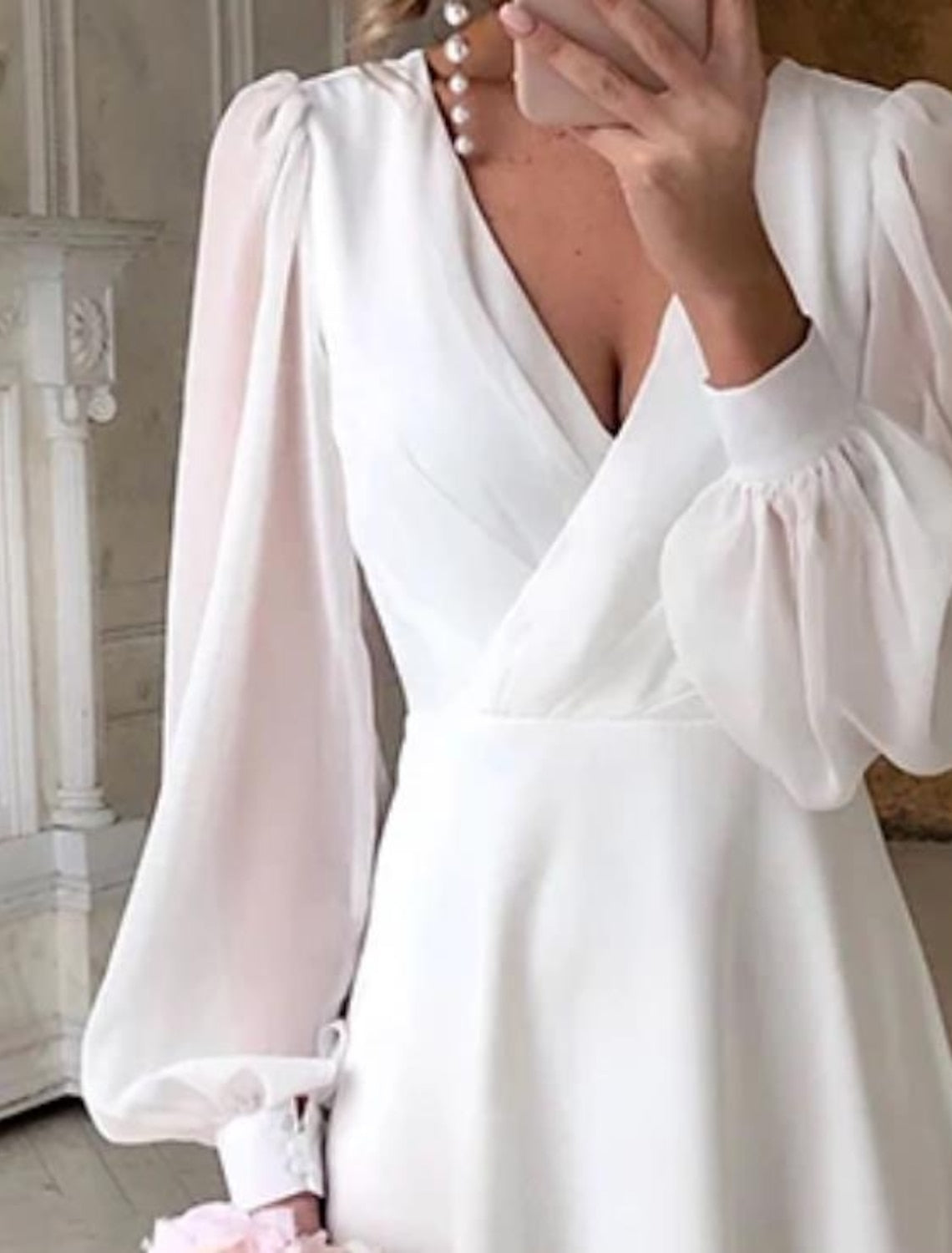 Women's Stylish Formal Wedding Flattering Long Sleeve Cocktail Dress