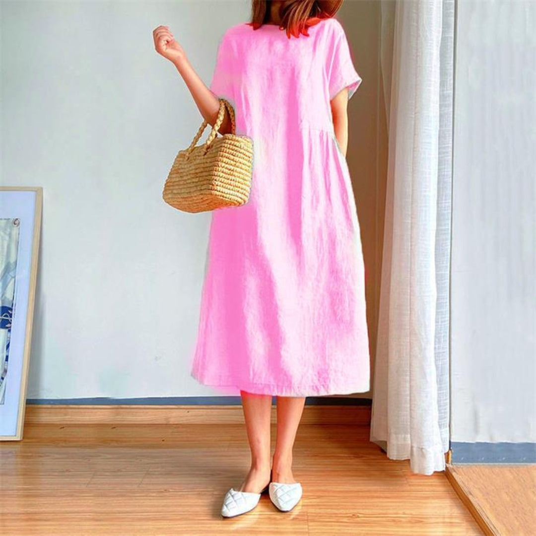 Women's Relaxed Fit Short Sleeve Knee-Length Summer Dress