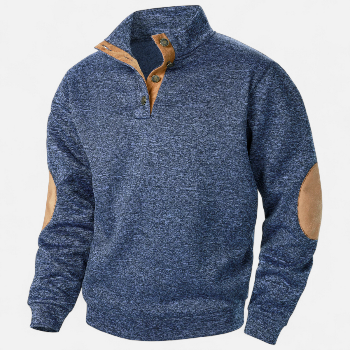 Men’s Knitted Warm Button Jumper with Stand-Up Collar